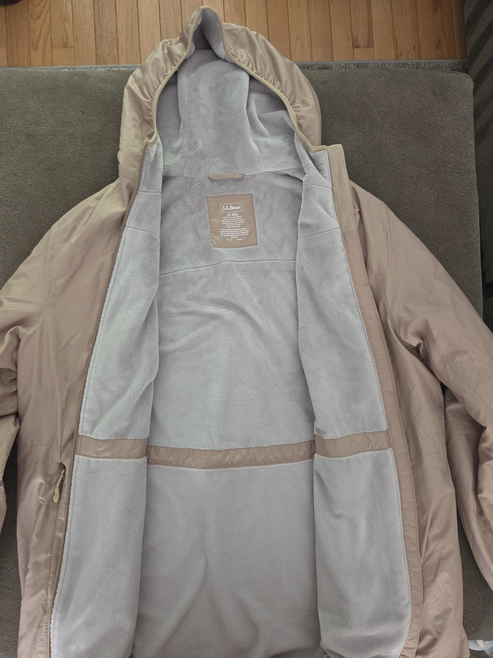 L.L. Bean Trail Fleece Lined Hooded Jacket Beige Tan Women's Size 1X Reg